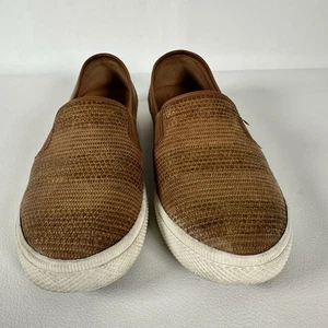 Ralph Lauren Mujeres Jinny Zapatos Clásicos Tejidos Tostados Sin Cordones Talla 7B - Imagen 1 de 9