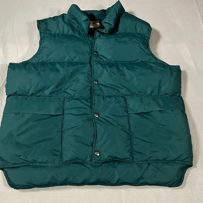 Vintage Woolrich Vest Mens Large Full Zip Puffer Green Outdoors Packable - Image 1 of 4