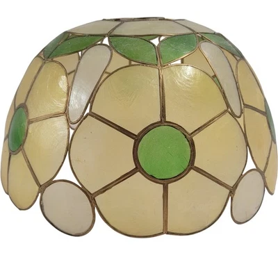 Capiz Shell Lampshade Vintage Natural Ceiling Light Shade Retro Green Yellow - Image 1 of 4