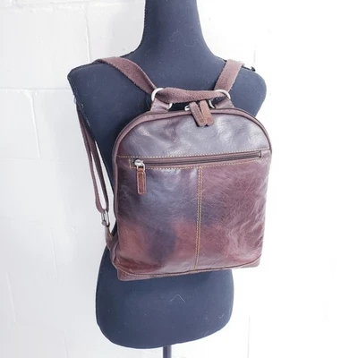 Jack Georges Genuine Leather Voyager Brown Convertible Backpack/Messenger Bag - Image 1 of 4