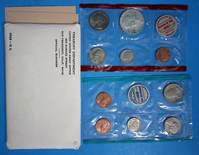 1969 United States Mint Uncirculated Mint Set P & D Original Envelope - Image 1 of 4