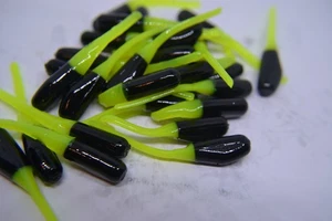 JASONS 2" STINGER SHAD 30 PACK GRUBS CRAPPIE LURES JIGS   BLACK & CHARTREUSE - Picture 1 of 2