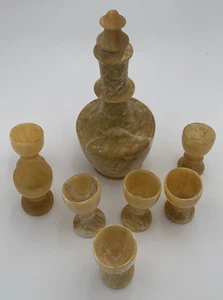 Cream Decanter Set Stone? With Seven Chalices - Picture 1 of 18