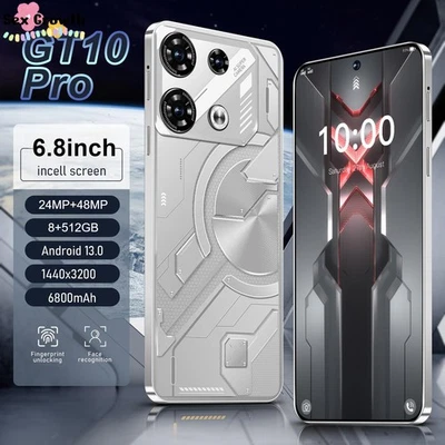 GT10 Pro Smartphone Android Factory Unlocked 6.8" HD 8+512GB 6800mAh Dual SIM - Image 1 of 4