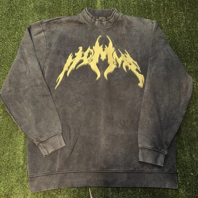 Sudadera para hombre Boohoo de gran tamaño con gráfico de carbón talla XS Foto 1 de 4