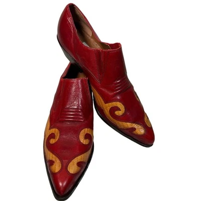 Nine West 红色皮革踝靴 西式异国情调靴 高跟鞋 尺码 7.5M — 第 1/4 张图片