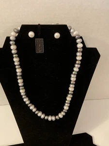 Honora SA Set aus grauen, weißen, schwarzen Perlenketten & Ohrringen - Bild 1 von 10