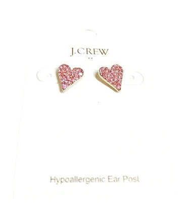 Pendientes J.Crew Factory Pavé Cristal Corazón Himalaya Especias Rosa BF649 NUEVOS CON ETIQUETAS Foto 1 de 4