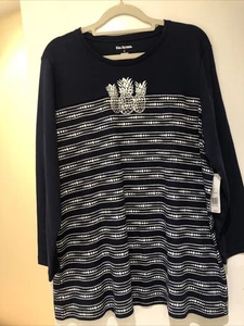 Kim Rogers Damen 3/4 Ärmel Neu mit Etikett Top gestreift Größe L - Bild 1 von 7