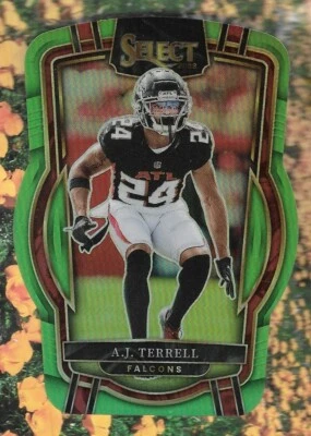 AJ TERRELL 2022 PANINI SELECT GREEN DIECUT ROOKIE RC INSERT CARD #/299 NFL STAR - Image 1 of 2