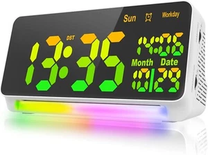 New [120db Super Loud] Alarm Clocks for Bedrooms, 15 Wake Up Sounds, 7 Color... - Picture 1 of 16