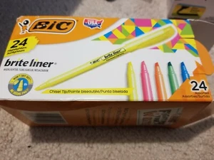 Brand New BIC Brite Liner Highlighter Chisel Tip Assorted Color 21 count Box - Picture 1 of 2