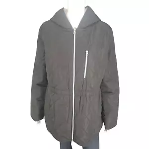 Nuage Reversible Quilted Zip Hooded Jacket Medium Siz Black Camo Print w Pockets - Picture 1 of 12