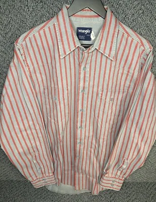 Vtg Wrangler Brushpopper Gray Red Striped Western Rodeo Cowboy 17-35 Large - Image 1 of 4