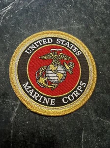 USMC US Marine Corps 4" Patch Bügelbild Vintage selten gold rot schwarz Anker Adler - Bild 1 von 3