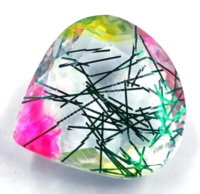 102.35 Ct Pear Cut BI Color Rutilated Quartz Ametrine Doublet EGL Loose Gems M25 - Image 1 of 4