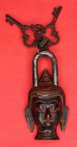 Buddha Door Lock Victorian Repro Handmade Brass Padlock with Working Keys BA2117 Cover