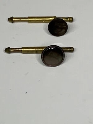 Gemelos deslizantes antiguos de bronce madreperla Art Deco Foto 1 de 4