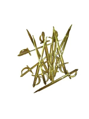 ESPADA DE CÓCTEL AGITADOR PICK NEÓN 10 PIEZAS AMARILLO PLATINO JUBILEO FIESTA CALLEJERA Foto 1 de 4