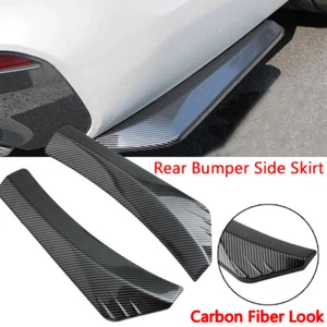 Car Rear Bumper Side Skirt Glossy Carbon Fiber ABS Spoiler Lip Splitter Diffuser - Picture 1 of 6
