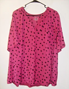 Lane Bryant Size 22/24 Purple Polka Dot Short Sleeve Top - Picture 1 of 2