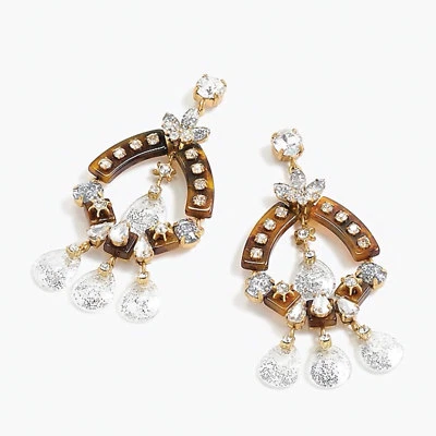 Pendientes llamativos J Crew nuevos con etiquetas $65 cristal de secoya profunda y tortuga Foto 1 de 4