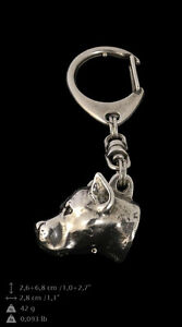 American Staffordshire Terrier, silver covered keyring, high qauality keychain