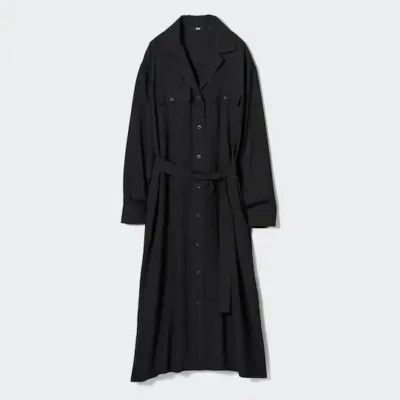 UNIQLO SHIRT DRESS EASY CARE UV PROTECTION LONG SLEEVE CLASSIC BLACK Size XL - Image 1 of 3
