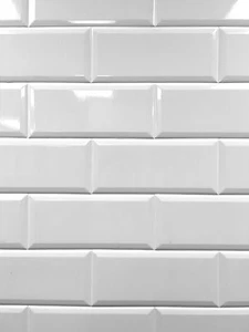 White 4x10 Beveled Shiny Ceramic Subway Tile Backsplash Wall Kitchen Bath - Picture 1 of 5