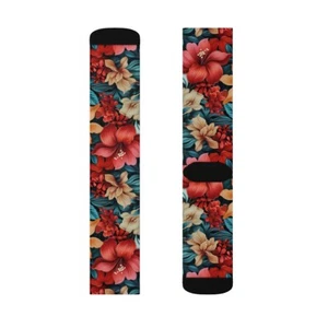 All Over Print Adult Socks Hawaiian Tropical Surf Beach Floral Aloha - Picture 1 of 9