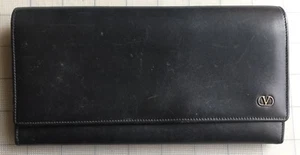 Valentino Garavani Black Leather Long Folding Wallet Made In Spain. - Picture 1 of 8