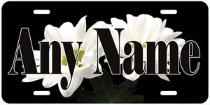 Placa de licencia automática personalizada para automóvil novedad de flores blancas cualquier nombre - Imagen 1 de 5