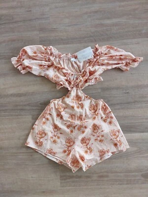 NEW Sabo Skirt Women's Size M Pink Floral Romper Cut Out Belly Playsuit NWT - image 1 of 4