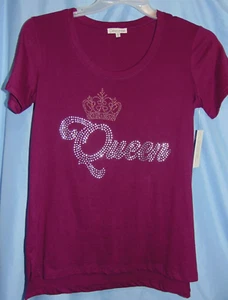Rhinestone QUEEN & CROWN! Womens Size M Short Sleeve Tee by Desiree! NEW W/ TAG! - Picture 1 of 4