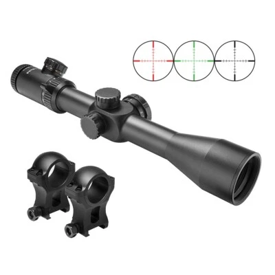 NcSTAR 4-16x44 STR 30mm illuminated Scope + Ring Mounts fits Picatinny Rails - Image 1 of 4