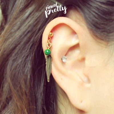 20g 16g Lapislázuli Piedra Natural Cuentas y Pluma Cuelga Cartílago Hélice Pendiente, 1 pieza Foto 1 de 4