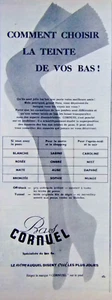 PUBLICITÉ DE PRESSE 1953 BAS CORNUEL OFF-BLACK ET TUNNEL - ADVERTISING - Imagen 1 de 1