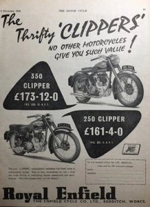 ROYAL ENFIELD CLIPPER 250cc / 350cc 1956 ORIGINAL B/W ANUNCIO 25cm x 19cm - Imagen 1 de 4