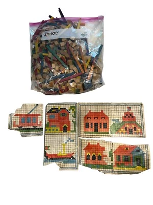 Antiguo juego de mesa victoriano mosaico azulejo Sam Gabriel & Sons bloques juguete de Alemania Foto 1 de 4