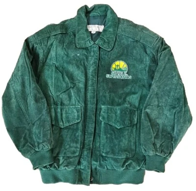 Vtg Seattle Supersonics NBA Basketball Suede Leather Jacket Mens Medium SONICS - Image 1 of 4