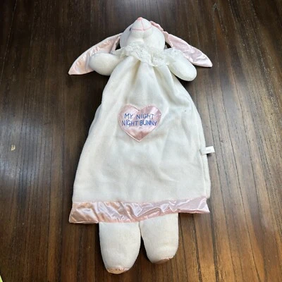 Manta de seguridad vintage Dakin Baby Lovey rosa blanco My Night Bunny satinado 27" Foto 1 de 4