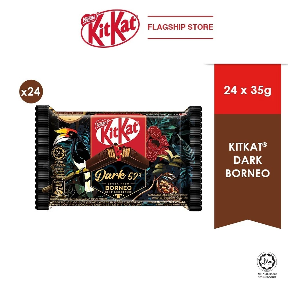 Nestlé KitKat Dark 52 Cocoa 4-Finger Chocolate Bars 24-Pack | ASIA