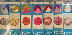 Celebration Colorful Foil Trimmed Tissue Pom Pom Hangers 17" 1/Pk, Select Color - Picture 1 of 14
