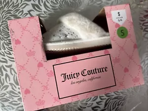 Slippers Sandal Juicy Couture Women M US 5/6 UK 3-4 Shoes White Fuzzy Jester New - Picture 1 of 9