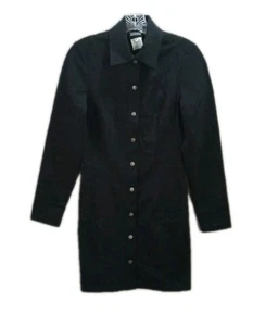 Versace Vintage Black Button Up Long Sleeve Mini dress Women's Small/XS Slim Fit - Picture 1 of 13