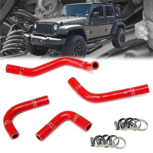 HPS Red Reinforced Silicone Heater Hose Kit For Jeep 12-17 Wrangler JK - Picture 1 of 1