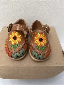 Sandalias Huaraches Bordadas Hechas a Mano Florales Sandalias Niño Pequeño Talla 0 - Imagen 1 de 6