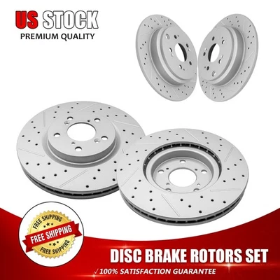 Front & Rear Drilled  Brake Rotors For Honda Odyssey 2011 2012 2013 2014 - Image 1 of 4