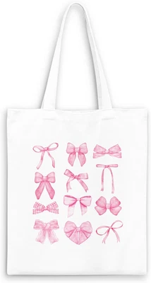 Blue Full Bow Preppy Tote Aesthetic,Coquette Preppy Trendy Gifts for Women,Reusa - Image 1 of 4