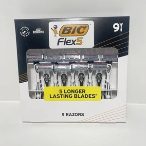 New 9 Pack BIC Flex 5 Titanium-Coated Disposable Razor for Men - Picture 1 of 2